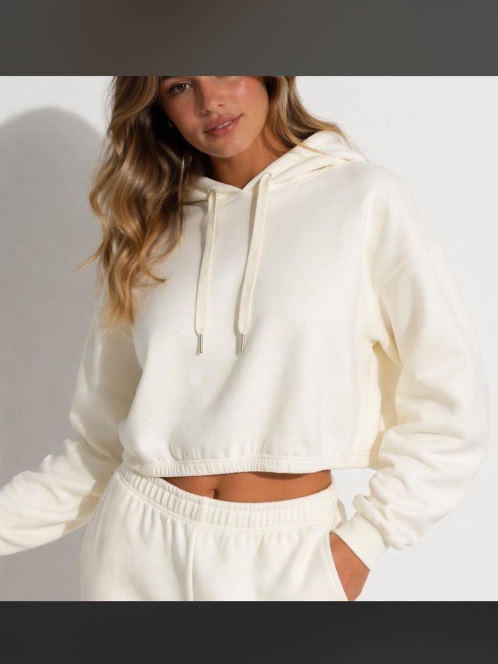 SPANX AirEssentials Cropped Hoodie Ivory sz Small NWT Ultra Soft